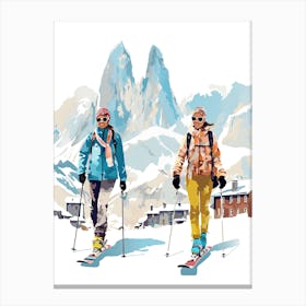 Cortina D Ampezzo   Italy, Ski Resort Illustration 1 Canvas Print