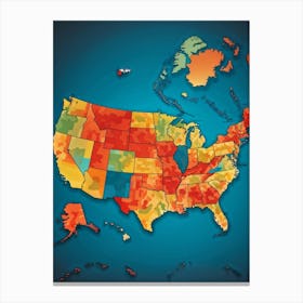 An Intricately Laid Out Vector Map Showcasing The American Commonwealth States Highlighting The Geo (6) Canvas Print