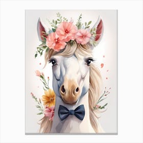 Baby Unicorn Flower Crown Bowties Woodland Animal Nursery Decor (31) Canvas Print