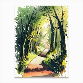 Watercolor Path In The Woods 2 Canvas Print