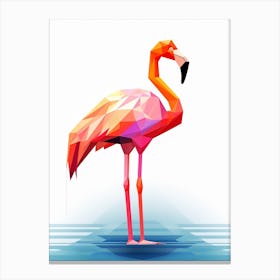 Colourful Geometric Bird Greater Flamingo 3 Canvas Print