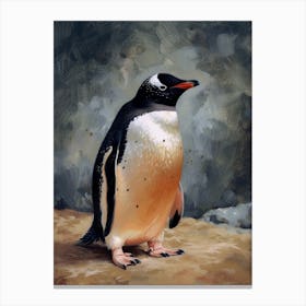Adlie Penguin Bleaker Island Oil Painting 1 Canvas Print