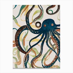 Pacific Octopus Vintage Graphic Watercolour Canvas Print