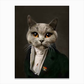 Short Liam The English Grey Cat Pet Portraits Canvas Print
