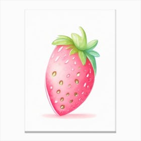 Strawberry Cartoon, Kids, Pastel Watercolour Canvas Print