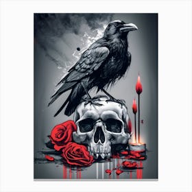 Raven And Roses Canvas Print