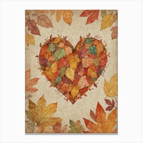 Autumn Leaves Heart 1 Canvas Print