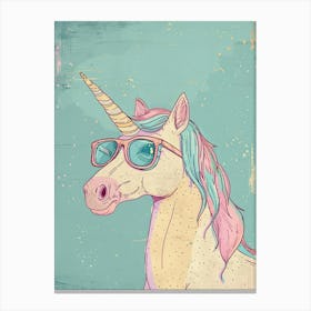 Pastel Unicorn In Sunglasses Illustration 1 Canvas Print