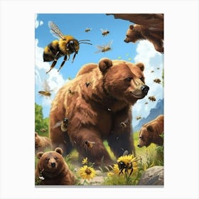 Halictidae Bee Storybook Illustration 3 Canvas Print