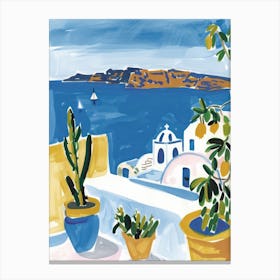 Travel Poster Happy Places Santorini 2 Canvas Print