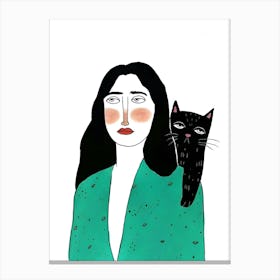 Woman With A Cat 4 Canvas Print