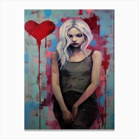 Heartfelt Thoughts - Girl With A Heart Canvas Print