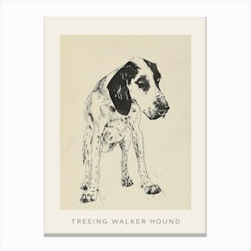 Treeing Walker Hound Line Sketch 1 Poster Canvas Print