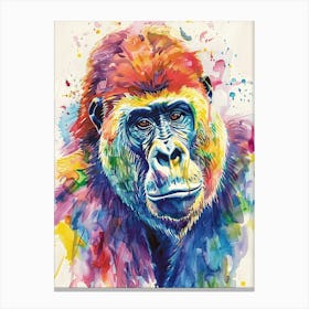 Gorilla Colourful Watercolour 1 Canvas Print