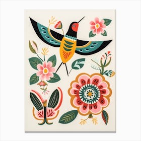 Folk Style Bird Painting Hummingbird 2 Canvas Print