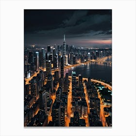 Shanghai City At Night Canvas Print