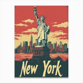 Aihrgdesign A Retro Travel Poster For New York Featuring The 4 Canvas Print