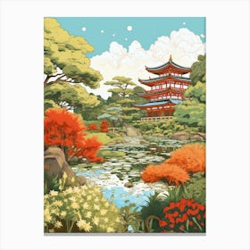 Rikugien Gardens Japan Illustration Gardens 2  Canvas Print