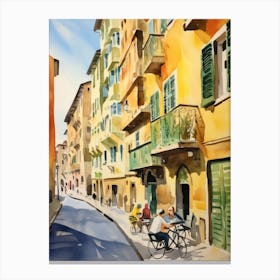 Florence, Italy Watercolour Streets 2 Canvas Print
