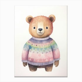 Baby Animal Watercolour Bear Canvas Print