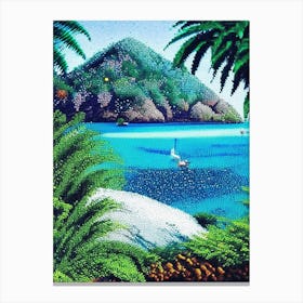 Seychelles Pointillism Style Tropical Destination Canvas Print