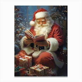 Santa Reading A Book Canvas Print