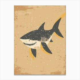 Cute Storybook Style Shark Muted Pastels 4 Canvas Print