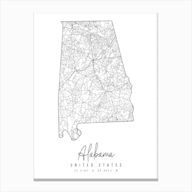 Alabama Minimal Street Map Canvas Print