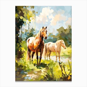 Horses Painting In Monteverde, Costa Rica 1 Canvas Print