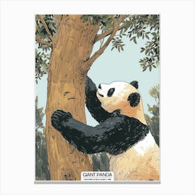 Giant Panda Scratching Its Back Against A Tree Poster 1 Canvas Print