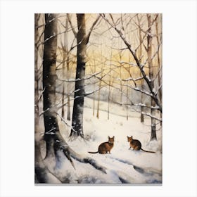 Winter Watercolour Shrew Canvas Print