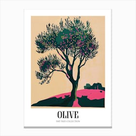 Olive Tree Colourful Illustration 3 Poster Canvas Print