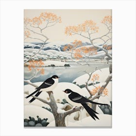 Winter Bird Painting Swallow 4 Canvas Print