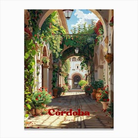 Cordoba Spain Vibrant Digital Travel Art Canvas Print