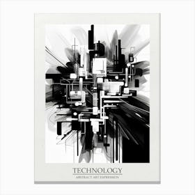 Technology Abstract Black And White 5 Poster Canvas Print