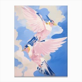 Pink Ethereal Bird Painting Blue Jay 2 Canvas Print