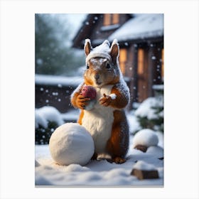 Squirrel In The Snow Canvas Print