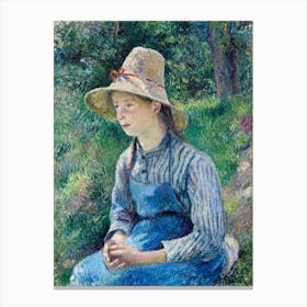 Peasant Girl With A Straw Hat (1881), Camille Pissarro Canvas Print
