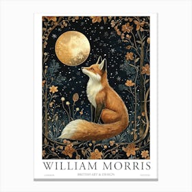 William Morris Night Fox Print Morris Museum Poster Morris Exhibition Poster Painting Fox Canvas Print