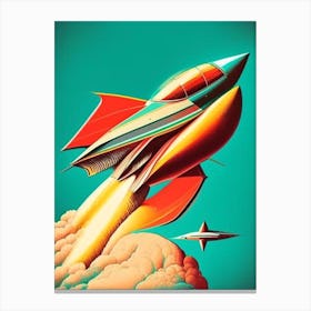 Spaceship 2 Vintage Sketch Space Canvas Print