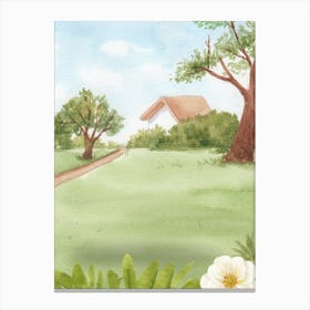 Watercolor Of A Garden Canvas Print