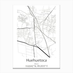 Huehuetoca,Mexico Minimalist Map Canvas Print