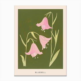 Pink & Green Bluebell 1 Flower Poster Canvas Print