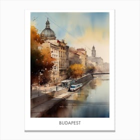 Budapest Watercolor 3 Travel Poster Canvas Print