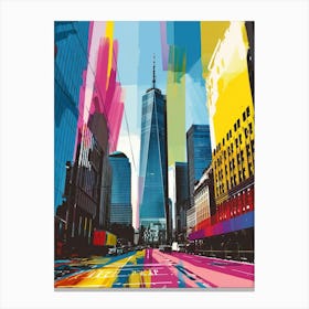 One World Trade Center New York Colourful Silkscreen Illustration 3 Canvas Print