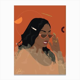 Summer in orange, Portraits of a Black Woman Canvas Print