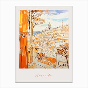 Marseille France Orange Drawing Poster Canvas Print