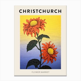Christchurch New Zealand Botanical Flower Market Poster Canvas Print