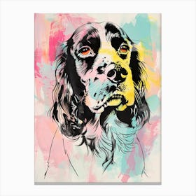 Springer Spaniel Dog Pastel Line Illustration  4 Canvas Print