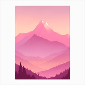 Misty Mountains Vertical Background In Pink Tone 10 Canvas Print
